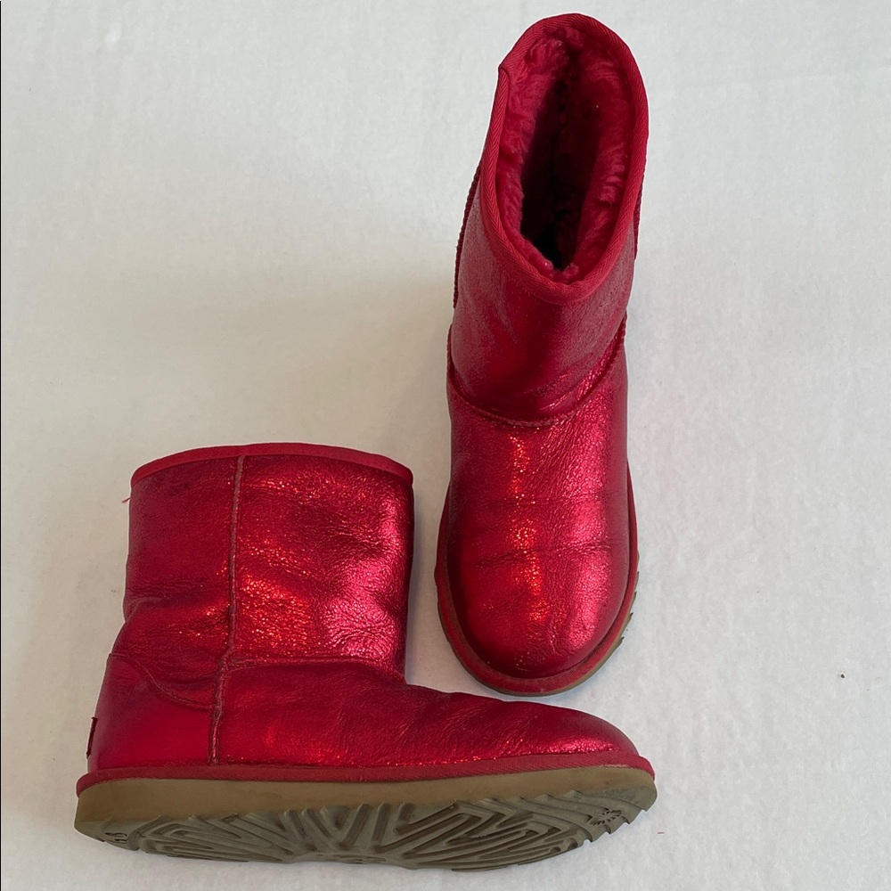 UGGs Metallic Red Sparkling Boots, Size 6